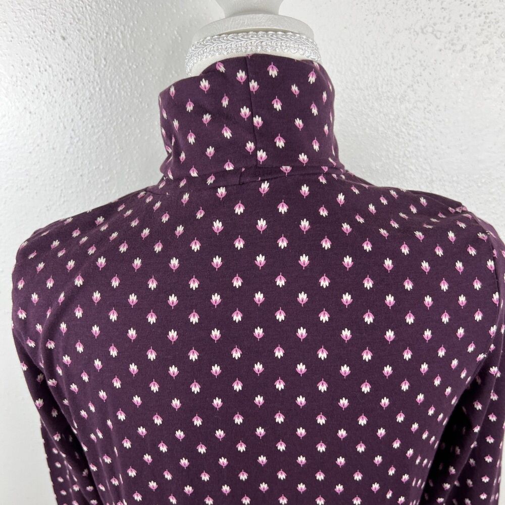 Lands' End Turtleneck Shirt Women Small Purple Floral Shaped Fit Pullover Casual - Picture 11 of 13